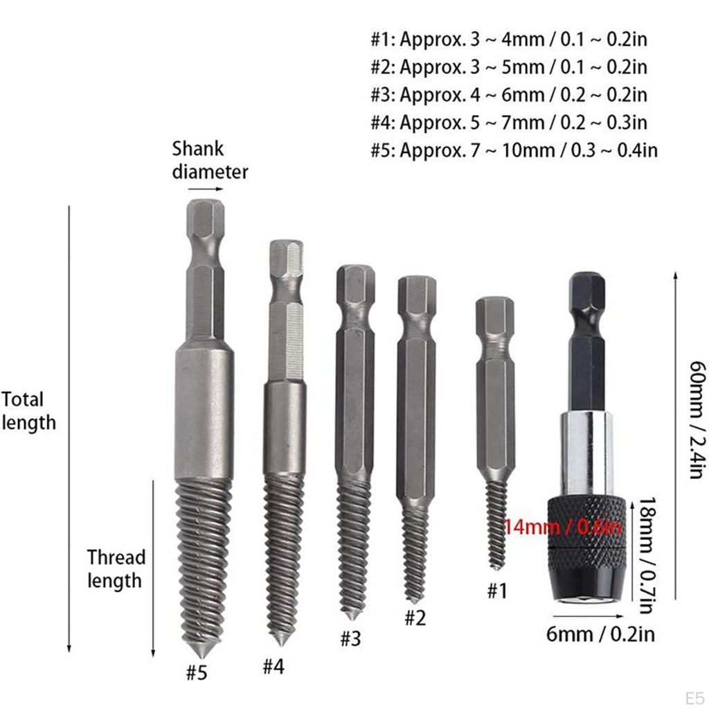 Damaged Screw Extractor Studs Removal Tools High Hardness Multipurpose Sturdy Removing Broken Nuts