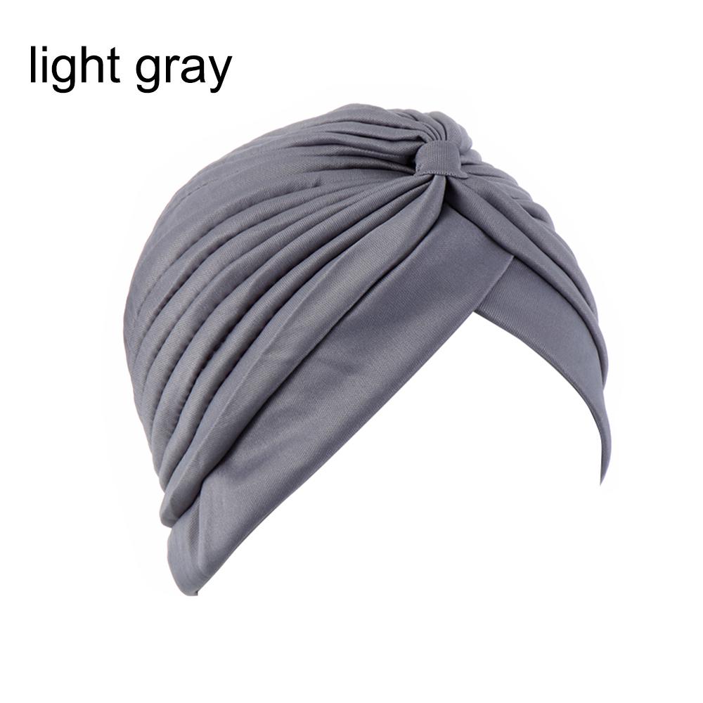 Solid Color Women Elastic Cotton Fold Turban Hat Soft Bonnet Muslim Hijab Ladies Head Wrap Warm Beanies Chemo Hat