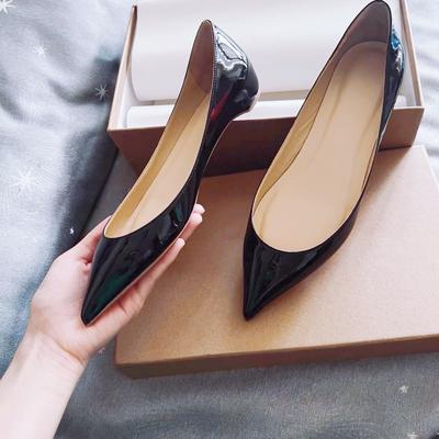 Chaussures Plates pour Femmes à Semelle Rouge Brillante Designer de Luxe Cuir Véritable Bout Pointu Peu Profond Chaussures Plates pour Dames Fête Élégant Chaussure pour Femmes