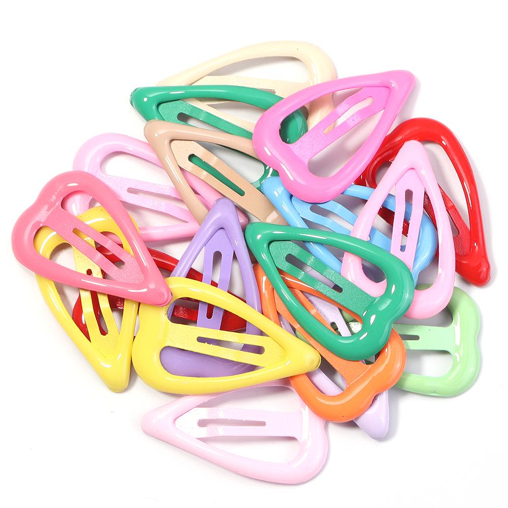 20-40Pcs/Lot Mix Colorful Metal Hairgrip Girls Snap Hair Clips For Children Baby Hair Accessories Women Barrettes Clip Pins