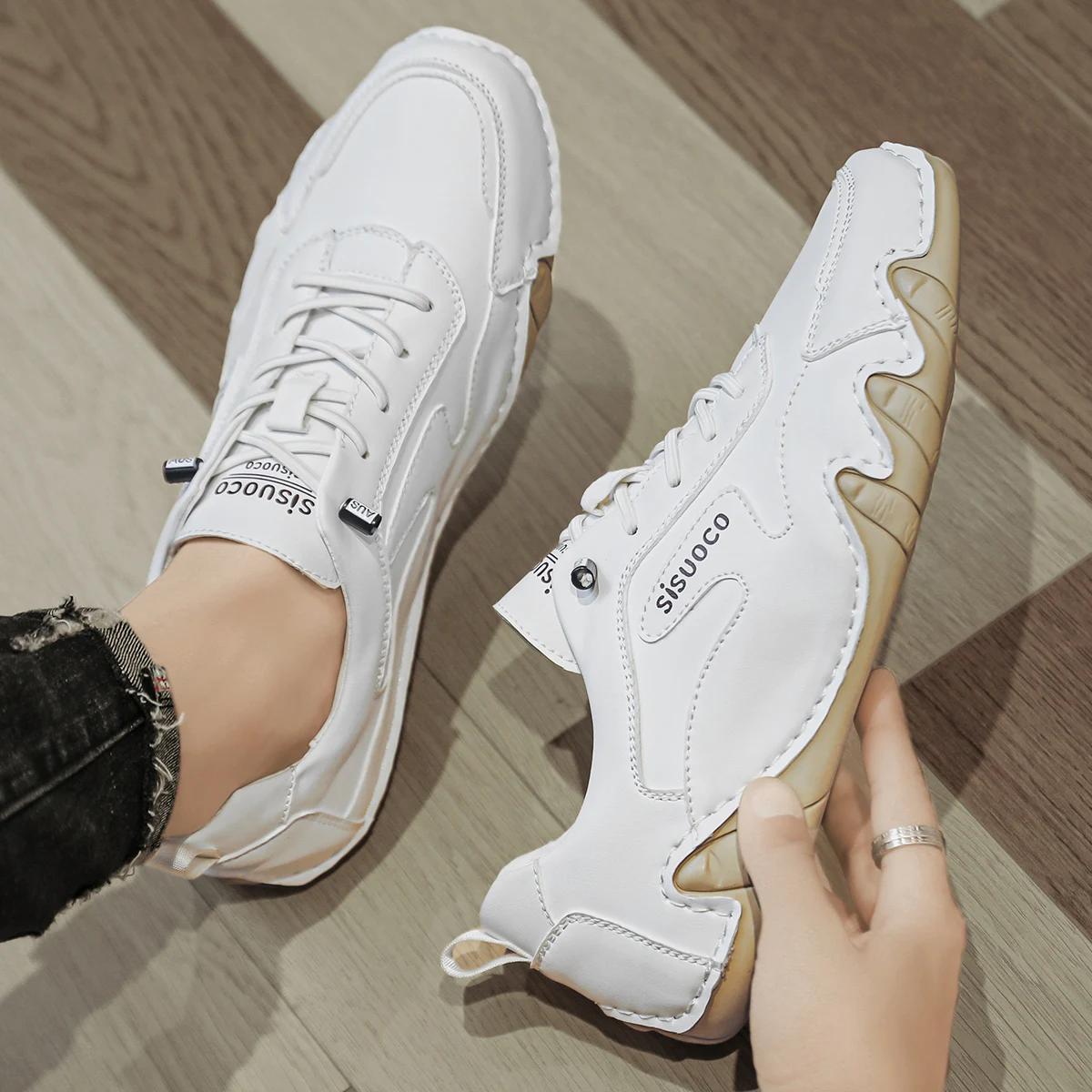 

Обувь для мужчин Кожаные туфли Повседневные туфли для вождения на плоской подошве Слипоны Большие размеры Мужские мокасины Роскошные кроссовки Белоснежные туфли Дизайнер 47 белый