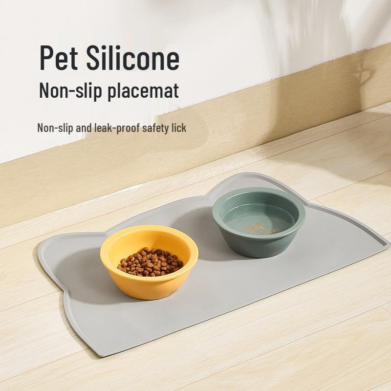 Silicone Pet Placemat: Anti-Spill, Anti-Slip, Waterproof, Easy to Clean, Overlock Edge, Food Leakage Prevention. Suitable for Cats and Dogs.