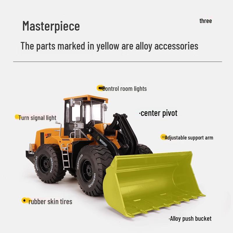 Children's Remote Control Alloy Bulldozer Toy - Drop-Resistant Electric Loader for Kids