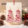 Fun Christmas Theme Earrings 2D Acrylic Earrings, Colorful Tree Dangle with Bow Decorative Holiday Decor, Lightweight Drop Jewelry, Decorations