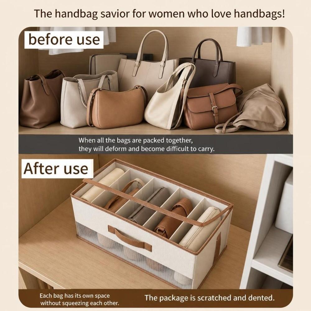 Clear Window Fabric Shelf Organizer Collapsible Design Purse Organizer Box  For Home Storage