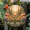 2D Flat Aluminum Tulip and Bee Wall Decor Rustic Garden Style 7.87 Inches X 7.87 Inches Perfect for Gardens, Farmhouses, Front Doors, Porches, and