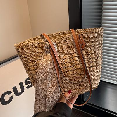 Woven Straw Bag Women's Large-capacity New Versatile Shoulder Bag Vacation Seaside Beach Bag