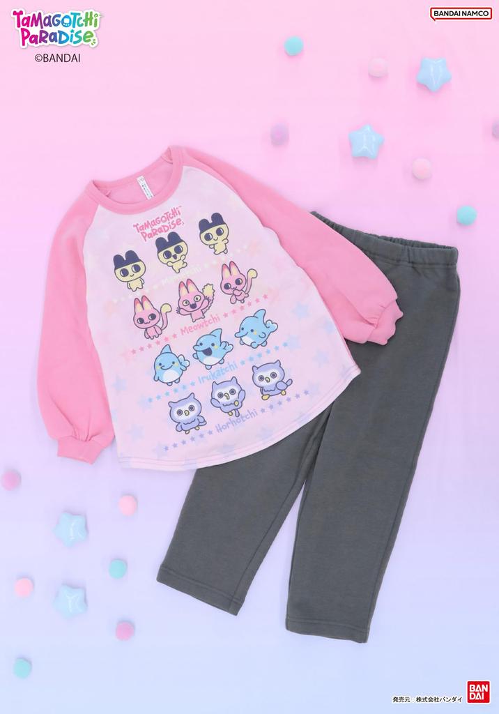 Kaitac Family Tamagotchi Paradise Kids' Light-Up Pajamas, Long Sleeve, Shaggy, Fleece-Lined, Winter, Sizes 110cm, 120cm, and 130cm (130cm, Pink)