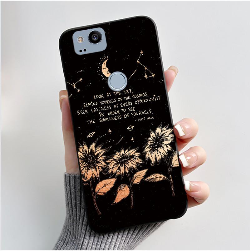 Cute Case For Google Pixel 2 / Pixel 2XL Printing Shell Pixel 1 XL Pixel1 Protective Cover Soft Silicone Cartoon Black Casing