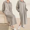 From Heart Women Basic Collar Fleece Long Dress