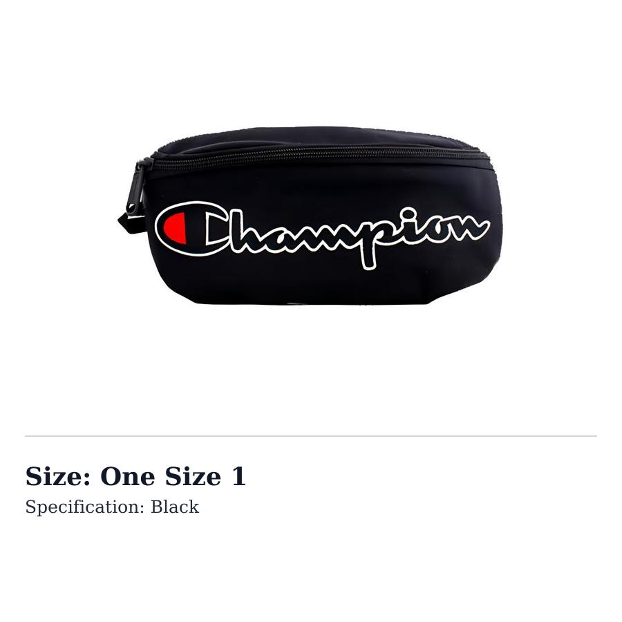 Champion Nylon Fabric Sling Bag One Shoulder Crossbody Fanny Pack Regular Unisex Black CH1059-BK One Size 1