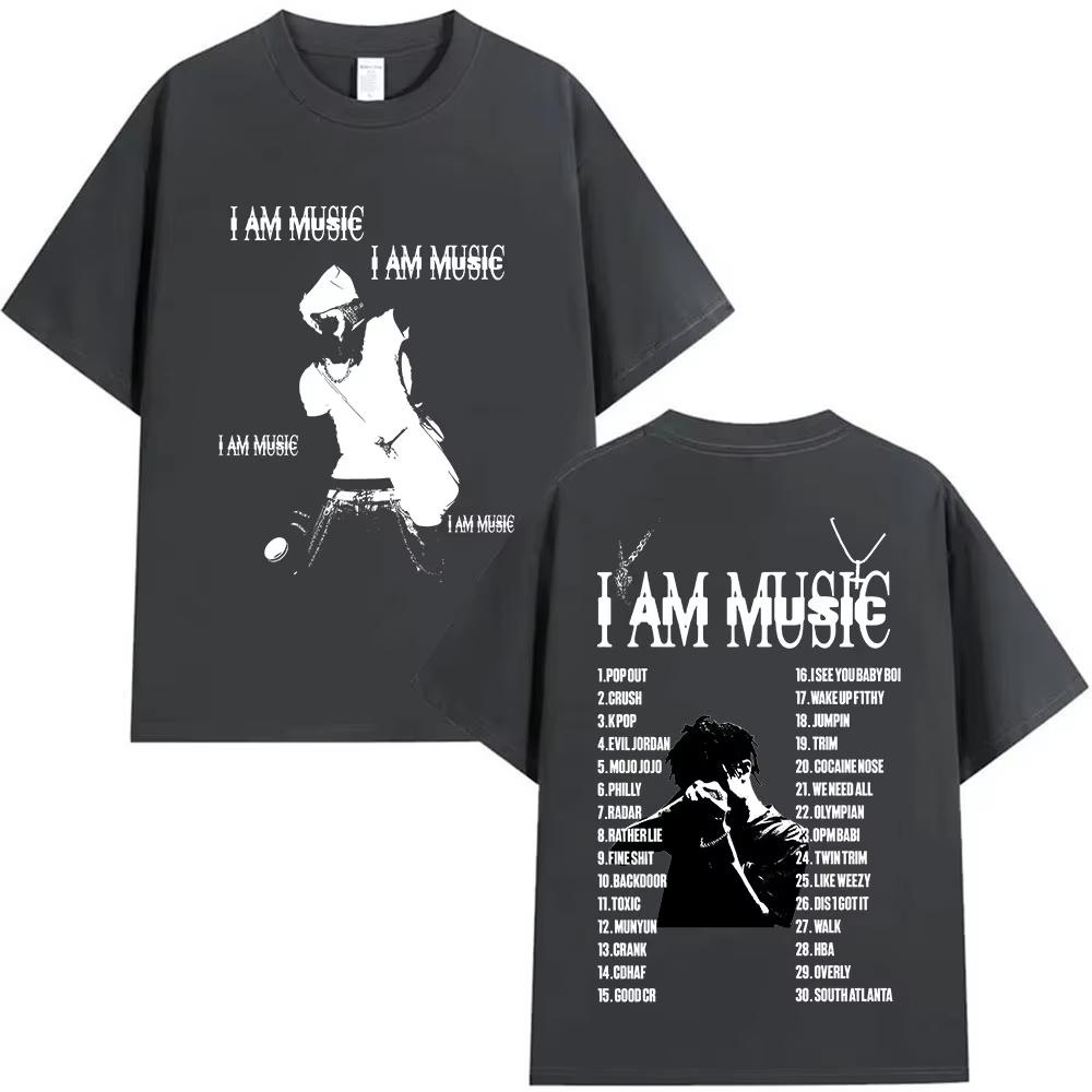 Rapper Playboi Carti I AM MUSIC Tour 2025 Merch T Shirt Men's Gothic Hip Hop Clothing T-shirts Punk Short Sleeve Cotton T-shirts