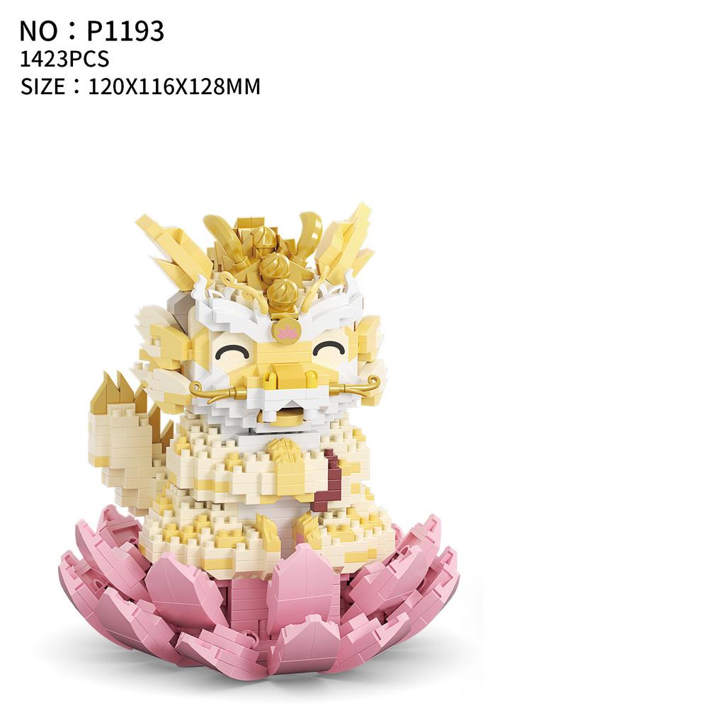 Lovely China Mythical Animals Cartoon Image Micro Diamond Block Lion Dance Lucky Dragon Building Brick Toy Nanobricks For Gifts