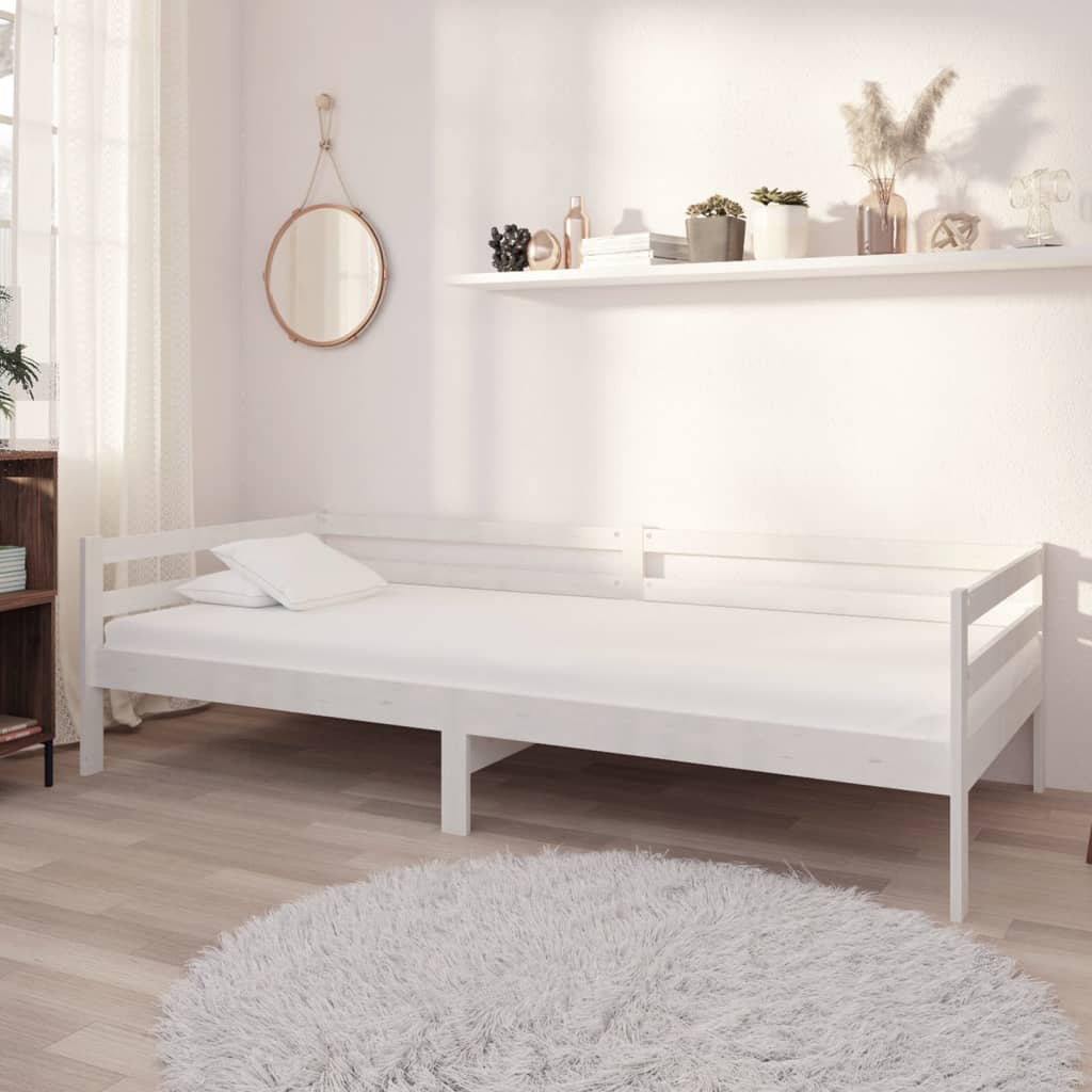 Vidaxl Daybed, White, Solid Pine Wood, 90X200 Cm