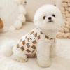 Winter Plush Dog Sweater with Bear Print and Buckle Buttons Cozy Pet Jacket for Small Dogs Pomeranian Chihuahua Puppy Cat