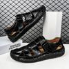 Fashion Leather Men Flats Summer New Large Size Men's Sandals Handmade Men Sandals Fashion Sandals Breathable Male Shoes Big Size 38-48