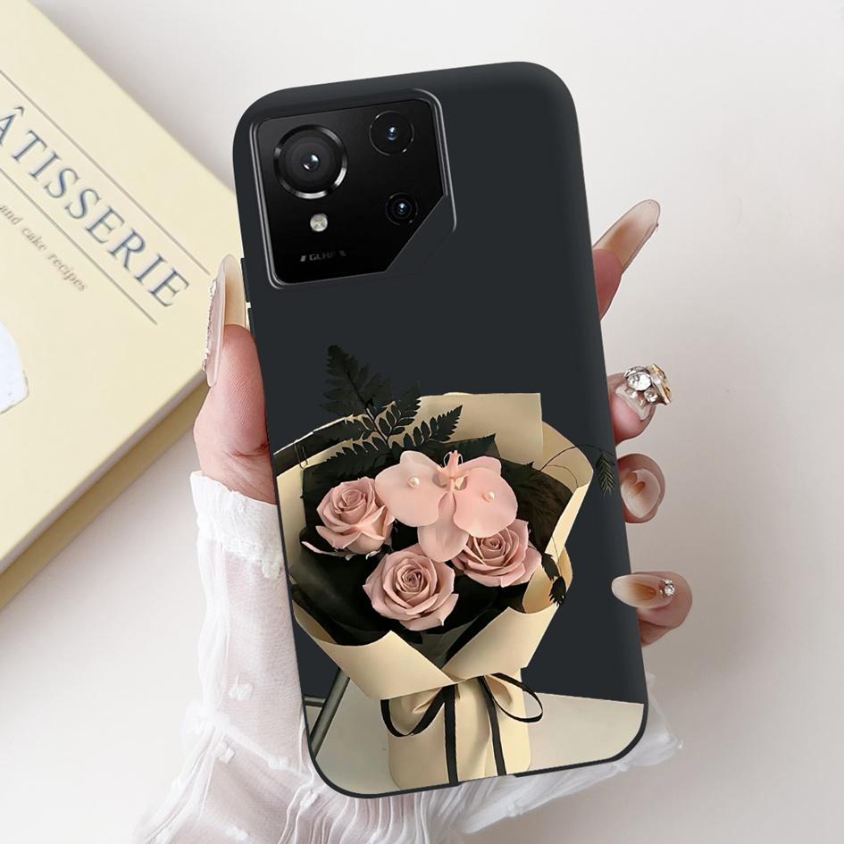 For Asus Rog Phone 9 Pro 5G Case Popular Flower Cartoon Soft Black Silicone Shockproof Cover For Asus Rog Phone 9 FE Phone9 Capa
