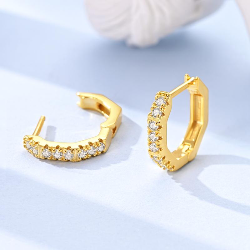 New 925 Sterling Copper Gold Color Hoop Earrings Butterfly Paved CZ Stone Original Golden Earrings For Women Fine Zircon Gift
