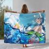 Gawr Gura Hololive English Cute Cartoon Flannel Blanket,Ultra Soft Warm Plush Throw for Home Bedroom Bed Sofa Cover Picnic gift