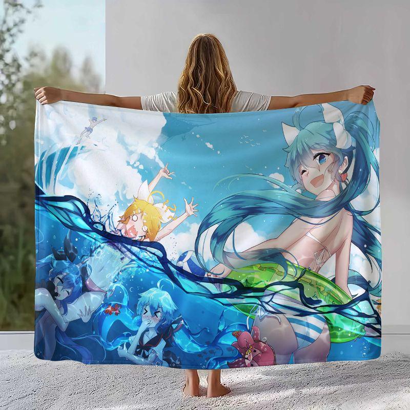 Gawr Gura Hololive English Cute Cartoon Flannel Blanket,Ultra Soft Warm Plush Throw for Home Bedroom Bed Sofa Cover Picnic gift