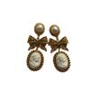 Retro Elegant Pearl Earrings Bow Queen Head Earrings Western Court Style Niche Exaggerated Stud Earrings