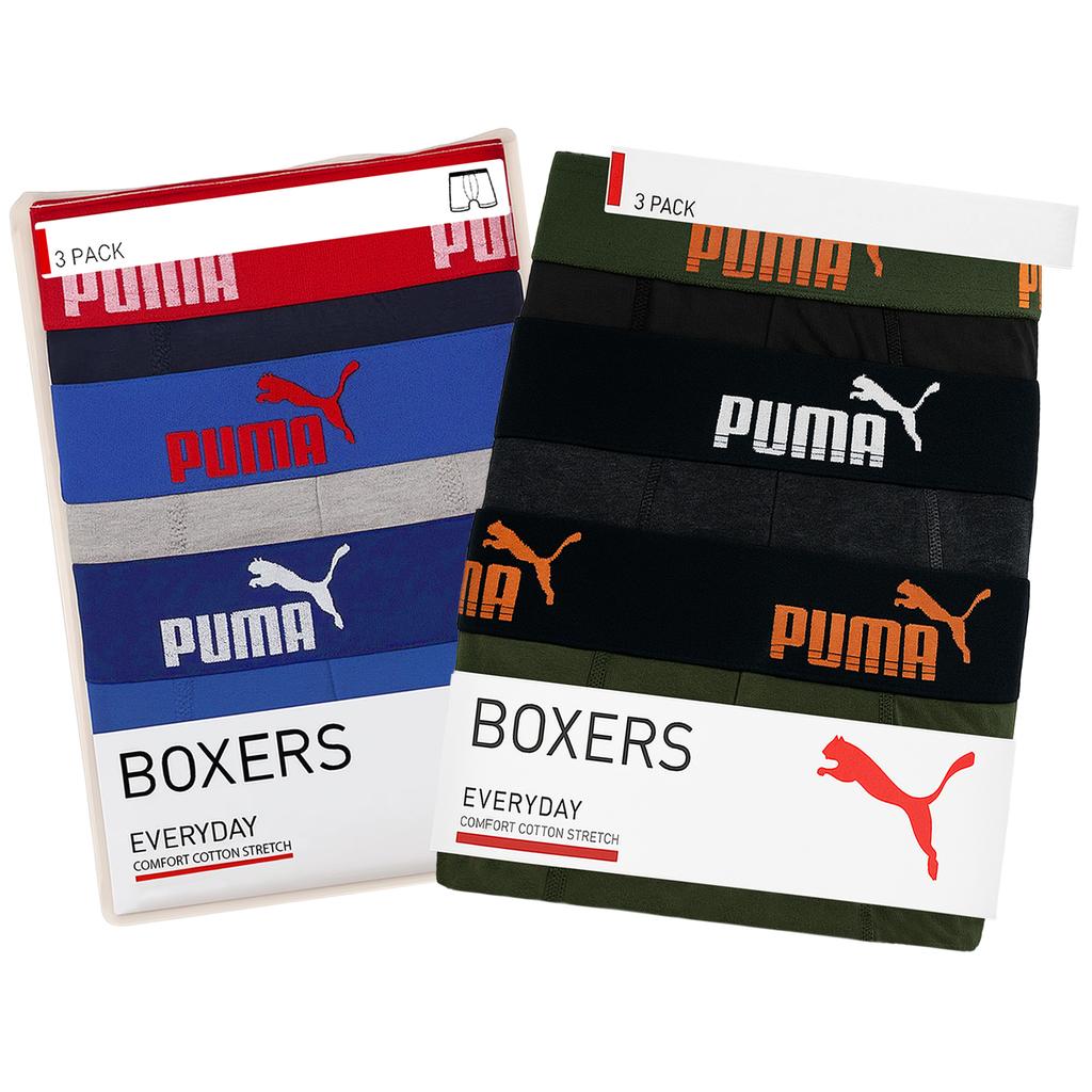 Puma Bokserki Męskie 6 Sztuk Majtki Bawełna Khaki Navy Mix