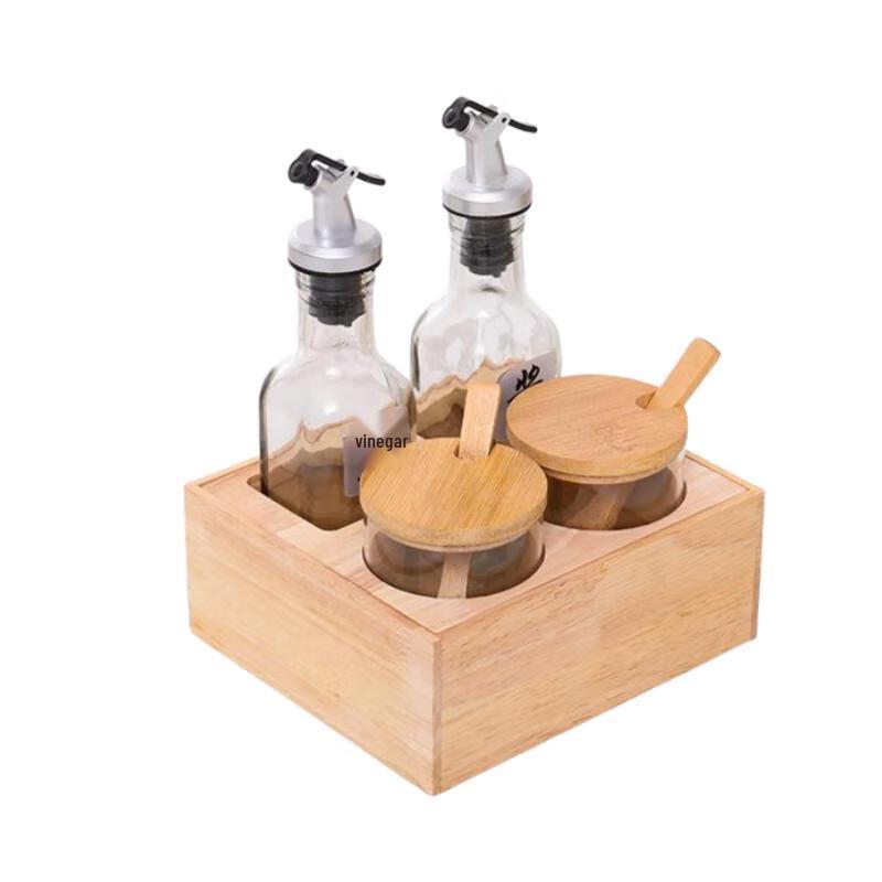 Junchu Tabletop Condiment Set with Wood Base
