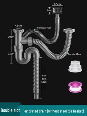 Thickened Plastic Double Sink Drain Pipe Kit