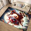 1pc Christmas Themed Rug, Cute Santa Claus and Happy Elk Print, Bedside Carpet, Non slip Laundry Room Mat, Machine Washable Water Absorbing