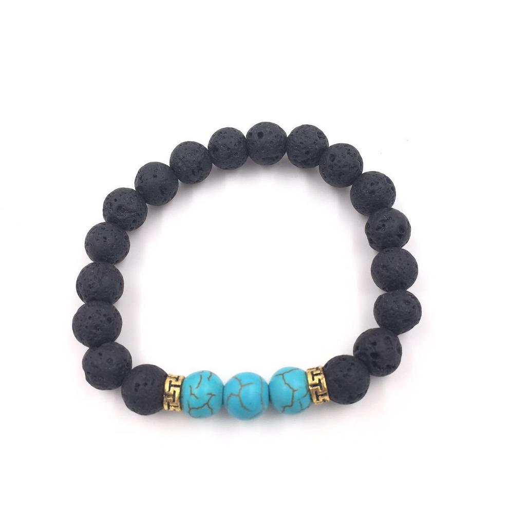 Handmade Matte Stone & Silver Lion Bracelet with 8mm Dragon Pattern Prayer Beads