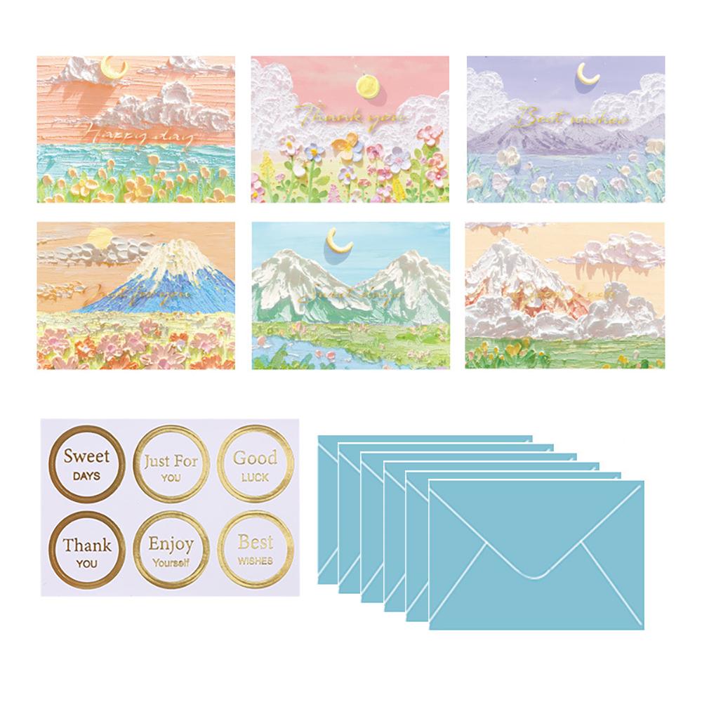 Oil painting greeting card, high-end feeling holiday greeting card, envelope, DIY gift decoration, message card, cardboard