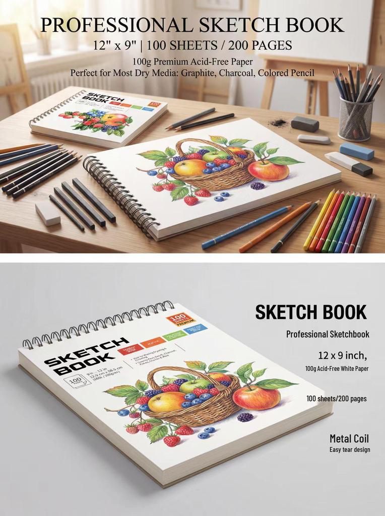 Popular 9x12 Inch Tearable Sketchbook for Quick Art Sketches