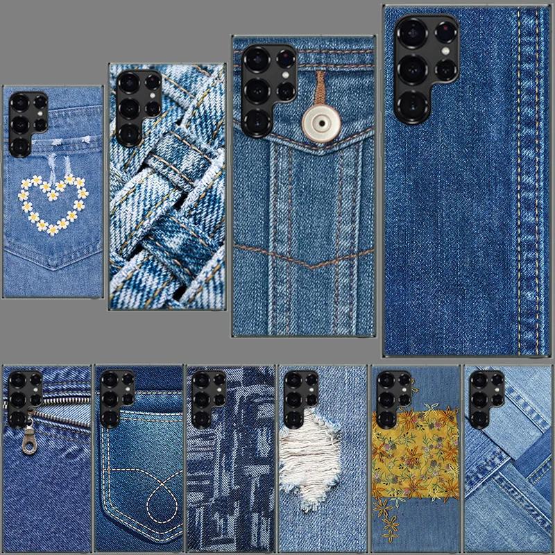 Jeans Cowboy Denim printed Clear Phone Case for Samsung Galaxy S21 Plus S24 S23 S20 FE S22 S26 Ultra S25 Edge TPU Capa Cases Cov