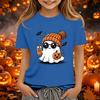 Kids Halloween Print Short Sleeve T-Shirt Round Neck Loose Fit Casual Tee for Boys Girls