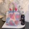 Versatile Large Knitted Handbag with Hollow-Out Flower Pattern