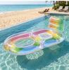 Colorful Sequin Reclining Water Lounger: Inflatable PVC Mesh Pool Float for One