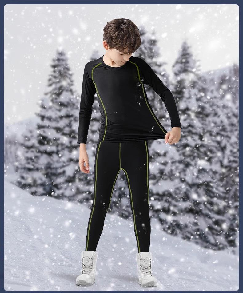 Kids' Quick-Dry Plus Velvet Warm Base Layer Skiing and Winter Sports Set