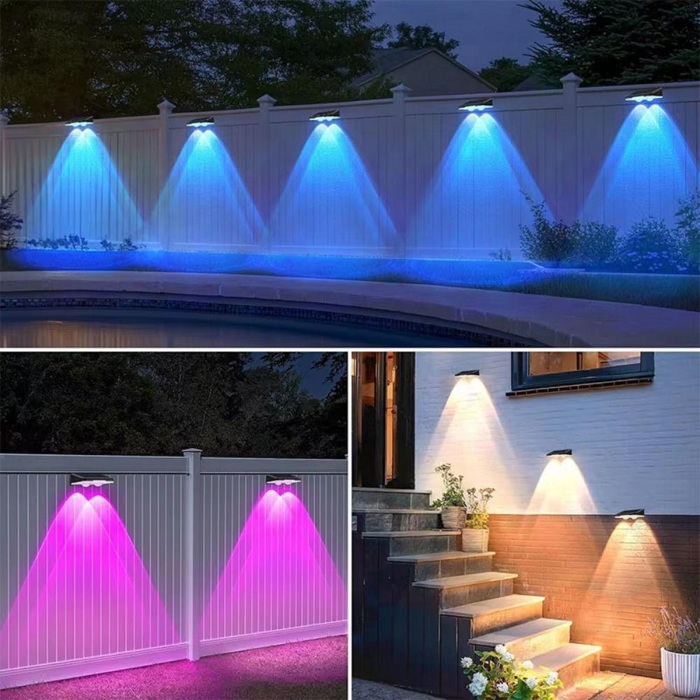 Waterproof Solar Deck Lights LED Light 3/9 Mode Solar Fence Lamp RGB Color Warm White Solar Step Lights Patio