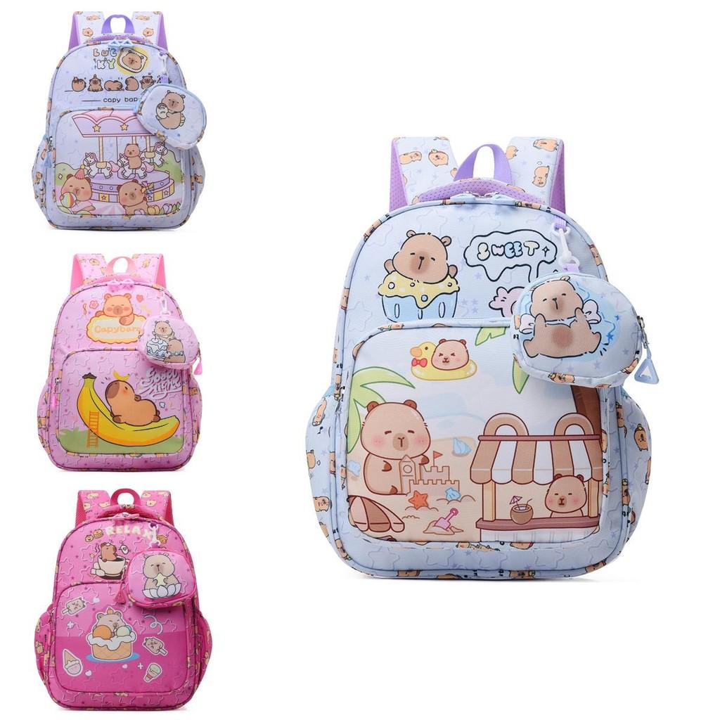 Adorable Capybara Children's Backpack For Kindergarten With Fun Cartoon Design In Multiple Colors