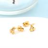 Gold Plated Small Cherry Stud Earrings For Women Girls Korean Style Stainless Steel Push Back Aretes De Mujer Casual Stud Trendy