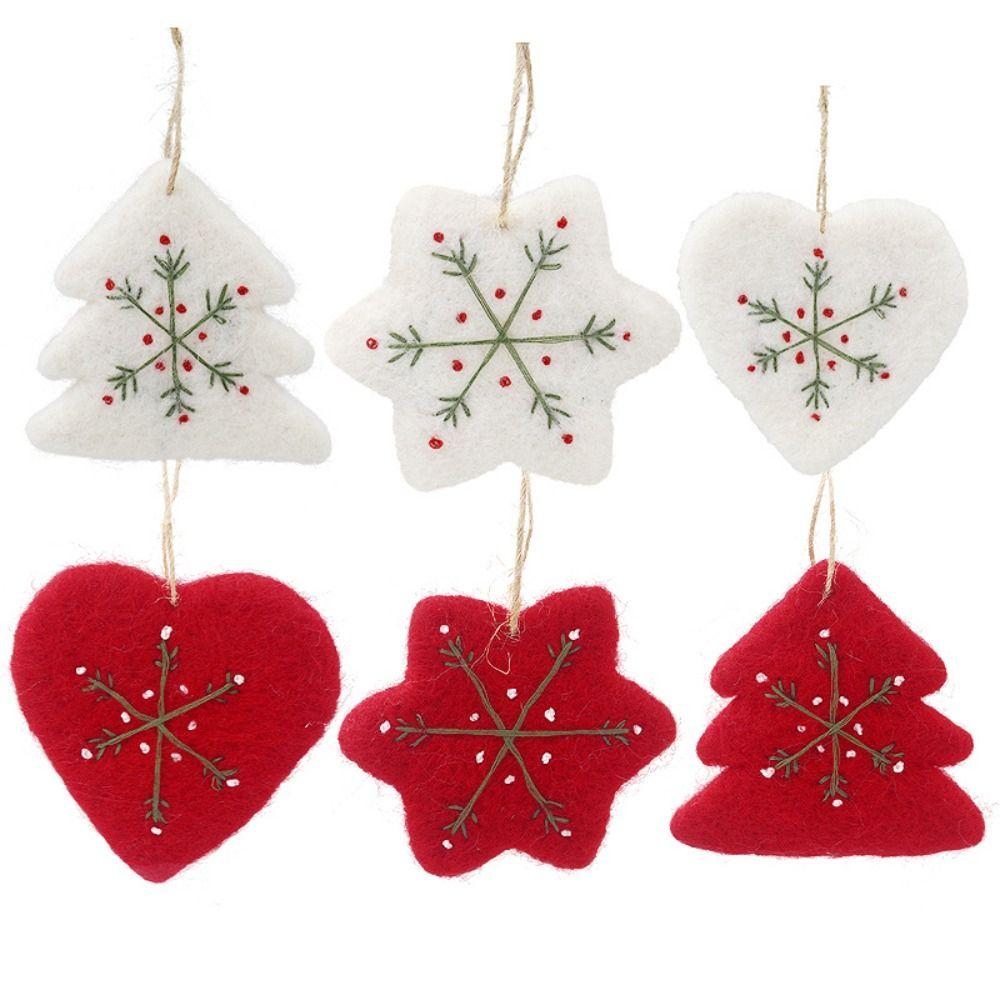 Felt Christmas Felt Ornaments Lightweight Embroidered Snowflake Snowflake Ornaments Assorted Shapes Hanging Cord