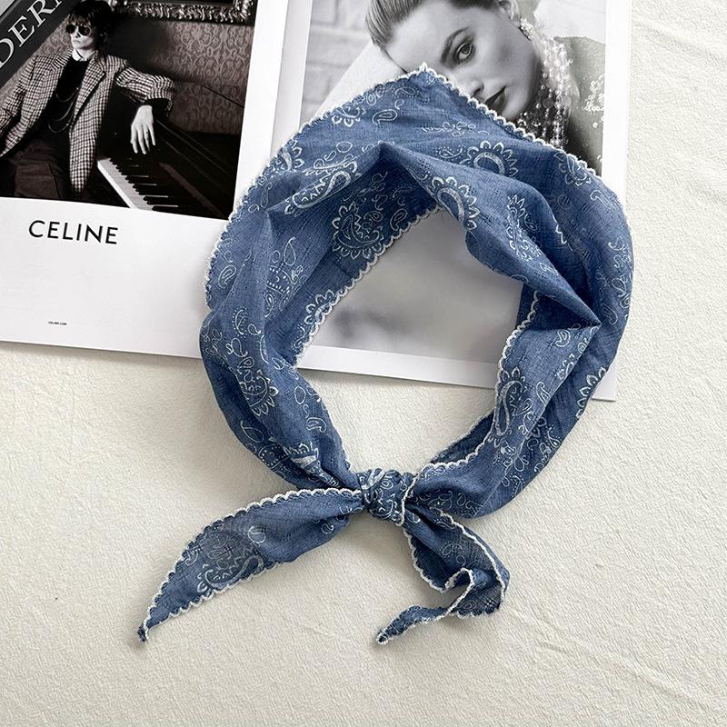 Schals im Ethno-Stil Künstlerischer Schal mit Blumendruck Dreieckstuch Haarband Retro-Schal Damenschal