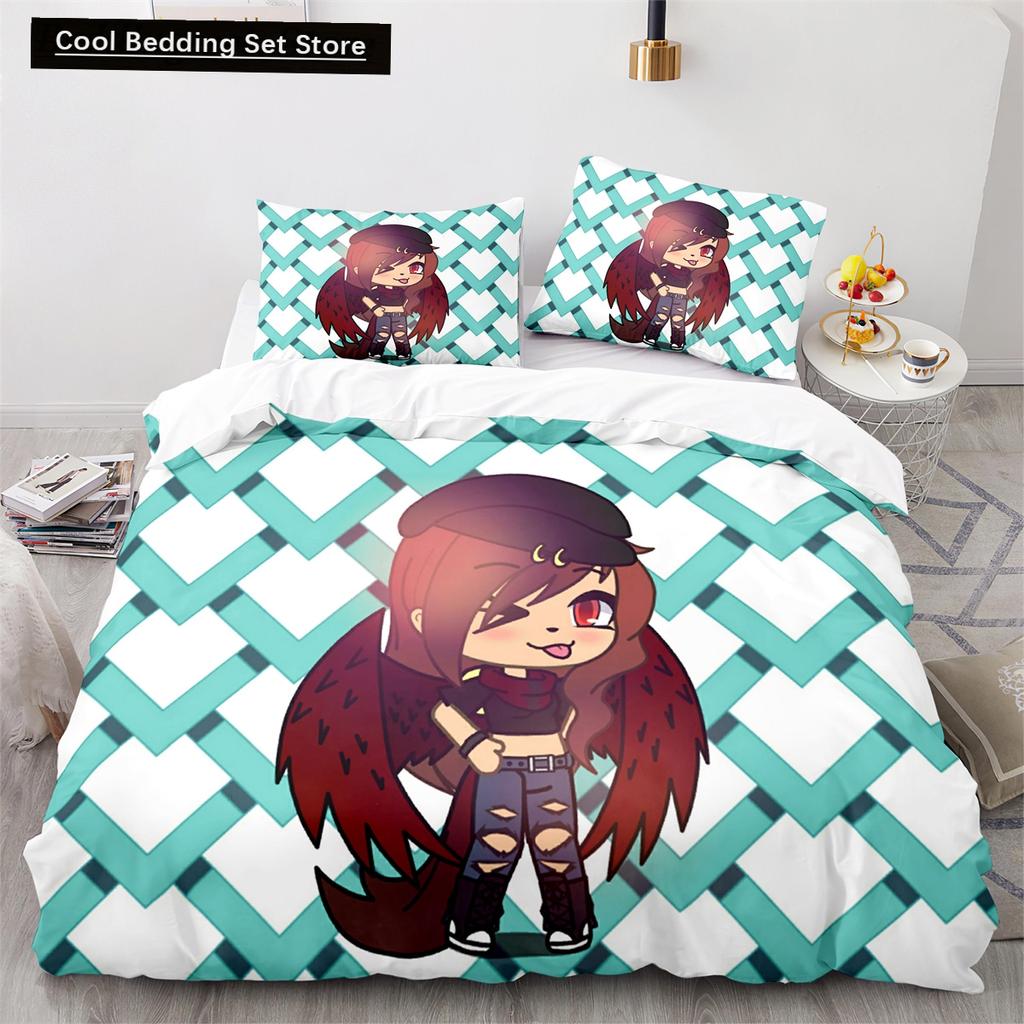 3D-tryckt Anime Gacha Life Påslakanset med örngott Polyester Tonåringar Barn Sängklädesset Full Queen King Size Sänglinne
