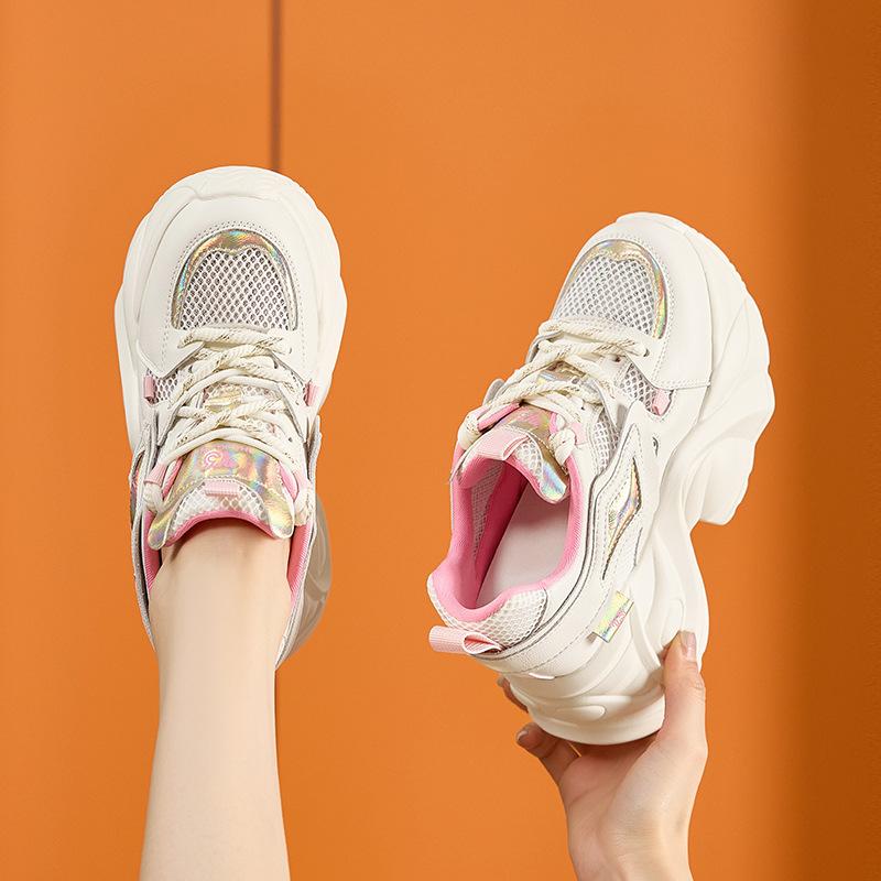 Dad Shoes Women's Summer 2025 New Fashion Versatile Mesh Sports Casual Shoes Thick-soled Women's Shoes