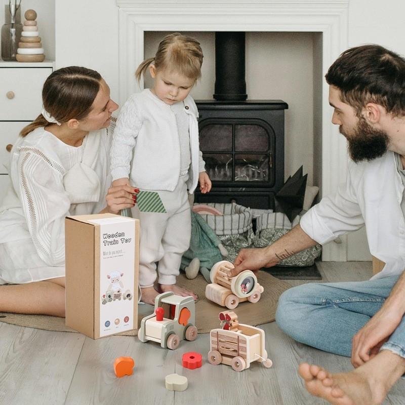 Educational Wooden Kids Multifunction Train Toy With Cognitive Shape Learning