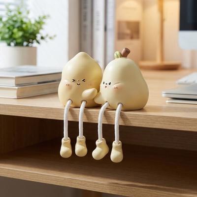 Pear Shape Ornament, Cute with Long-Leg Design Figurine, Resin Healing Table Decoration, for Home Bedroom Entrance