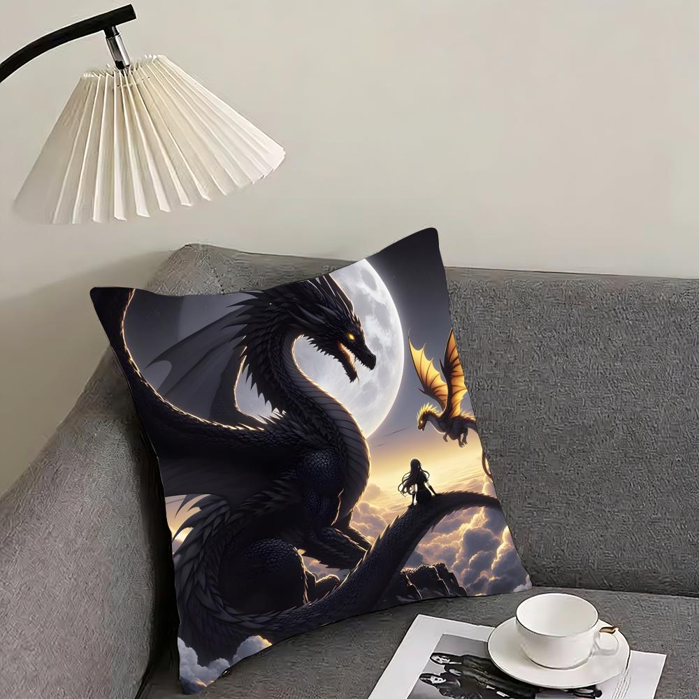 F-Fourth W-Wing Dragon Cushion Cover Reversible Plush Pillow Cover – For car, sofa, bedroom, perfect as a gift.