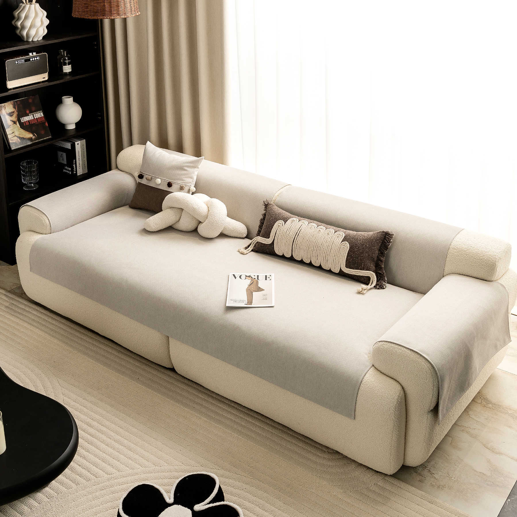 

Sofa Cushion Solid Color Four-Season Universal Non-Slip Backrest Towel New Chenille Living Room Leather Sofa Cover Simple 70*70cm