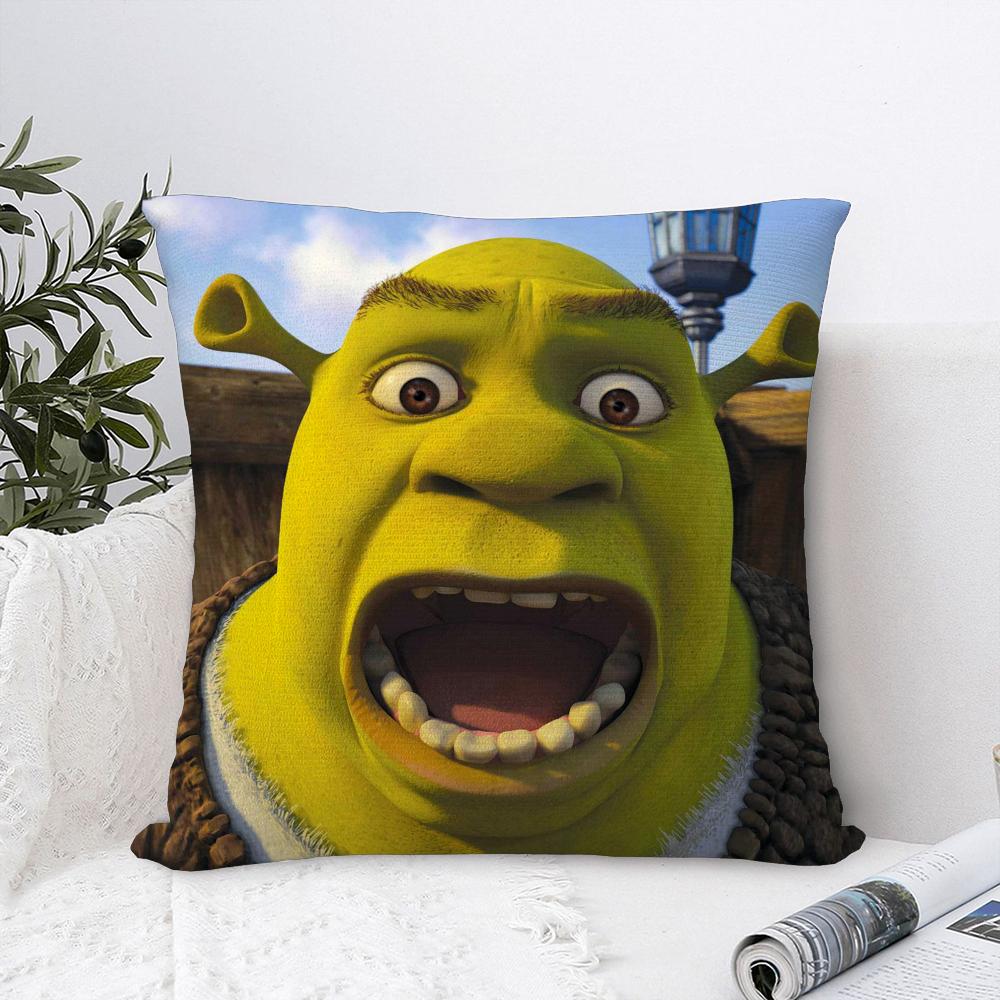 Federa Cuscino Divertente S-Shrek Film Fantasy Decorazione Divano Casa Stampa Fronte/Retro Peluche Quadrato Copricuscini Decorazione Cuscino