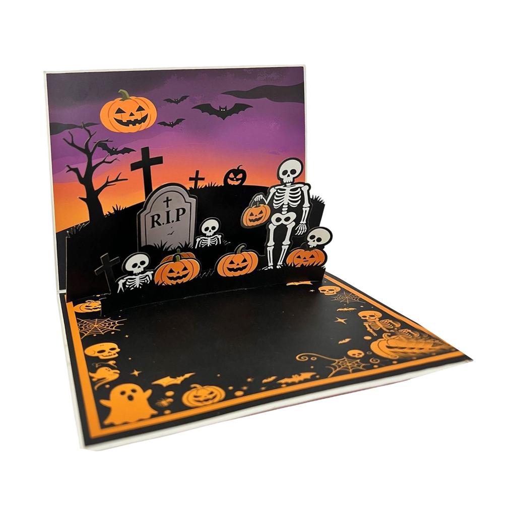 Halloween Wenskaarten met Leuke Pompoen en Ontwerp